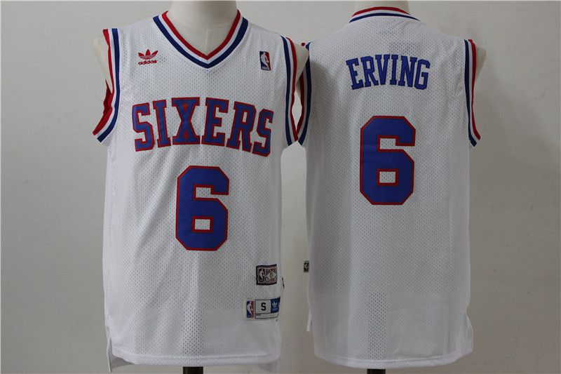 Men Philadelphia 76ers 6 Erving White Adidas NBA Jersey